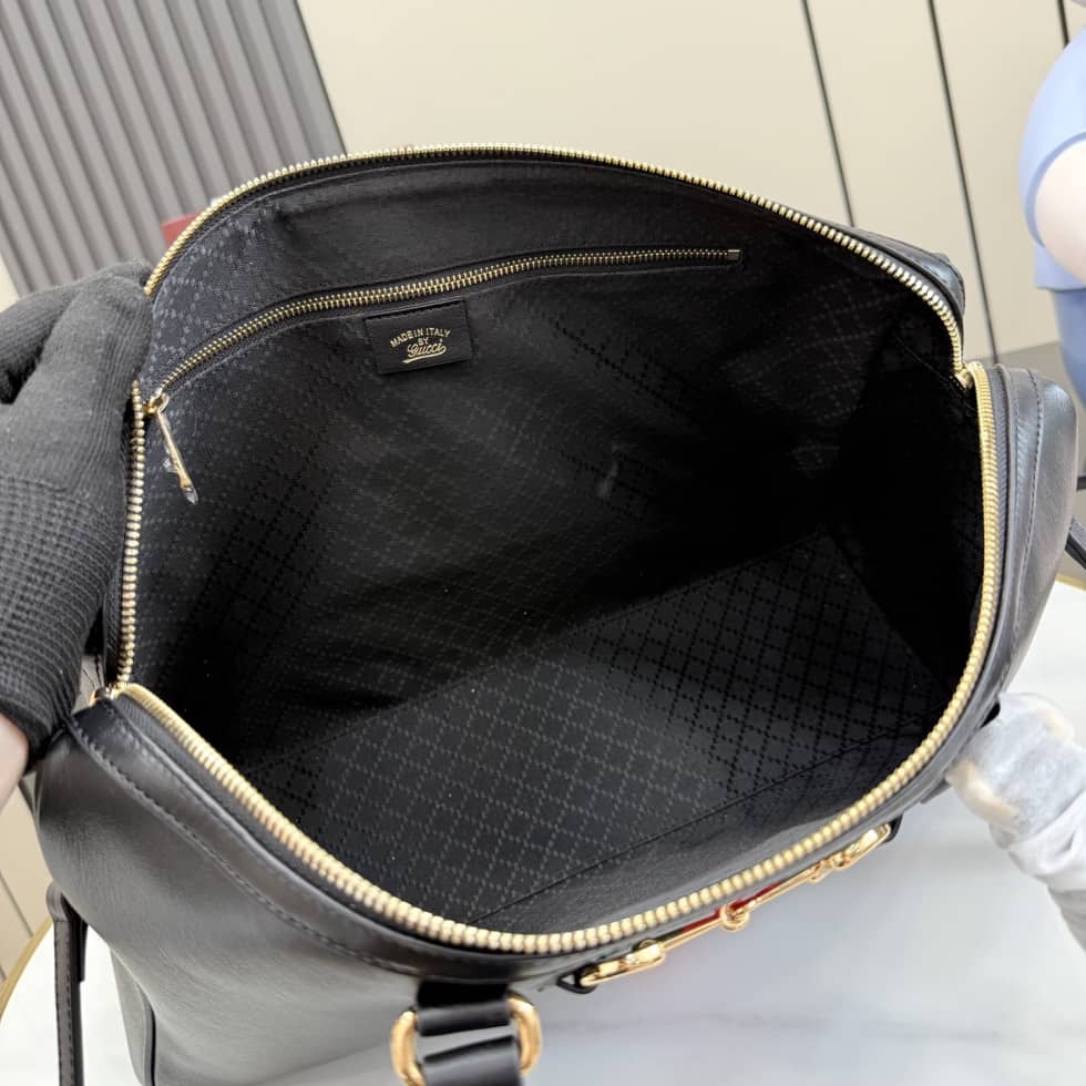 Gucci Borsetto Leather Large Black Boston Bag_7_162477 Gucci Borsetto Leather Large Black Boston Bag