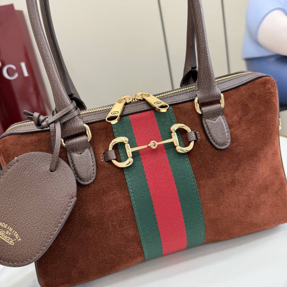 Gucci Borsetto Suede Medium Brown Boston Bag_3_162487 Gucci Borsetto Suede Medium Brown Boston Bag