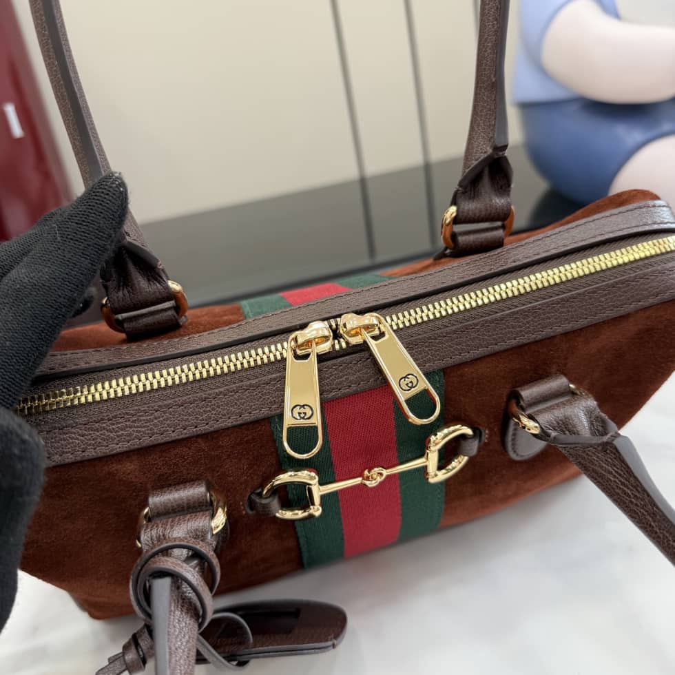 Gucci Borsetto Suede Medium Brown Boston Bag_6_162487 Gucci Borsetto Suede Medium Brown Boston Bag