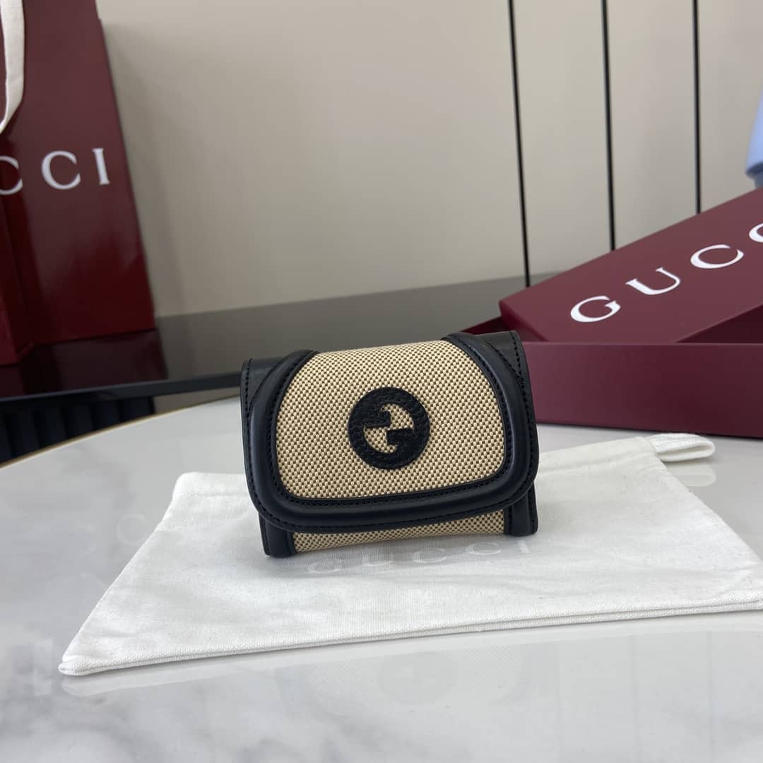 Gucci GG Canvas Small Beige Black Wallet 818811_10_162497 Gucci GG Canvas Small Beige Black Wallet 818811