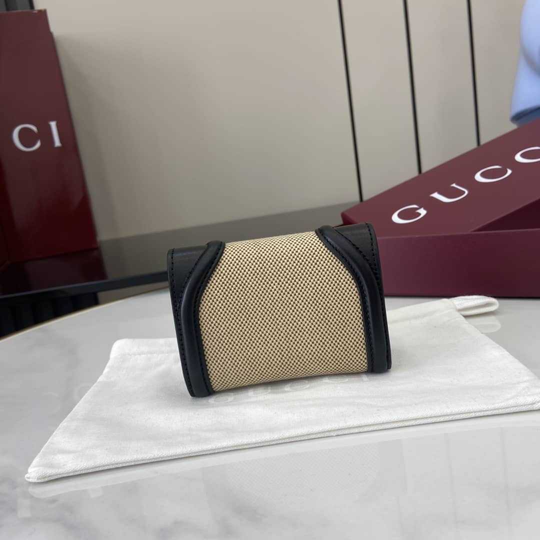 Gucci GG Canvas Small Beige Black Wallet 818811_1_162497 Gucci GG Canvas Small Beige Black Wallet 818811