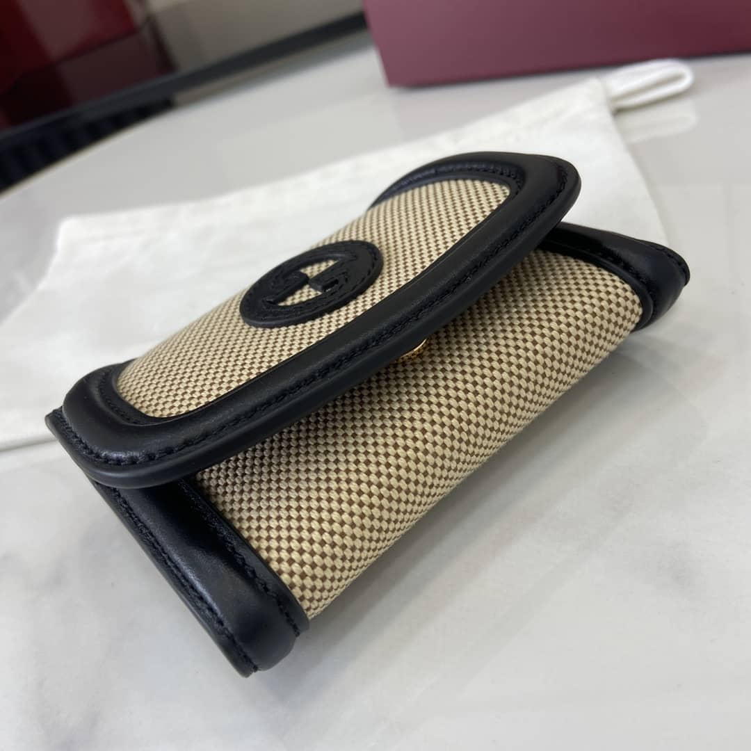 Gucci GG Canvas Small Beige Black Wallet 818811_3_162497 Gucci GG Canvas Small Beige Black Wallet 818811