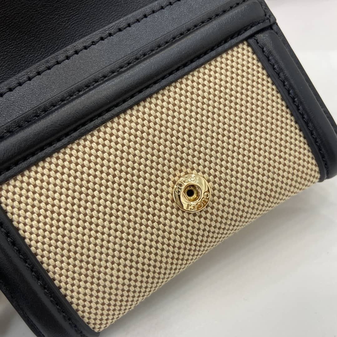 Gucci GG Canvas Small Beige Black Wallet 818811_5_162497 Gucci GG Canvas Small Beige Black Wallet 818811