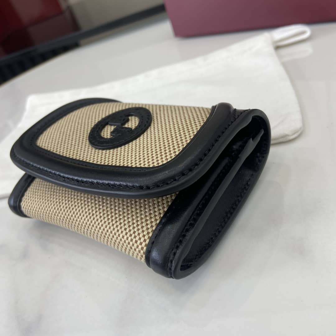 Gucci GG Canvas Small Beige Black Wallet 818811_6_162497 Gucci GG Canvas Small Beige Black Wallet 818811