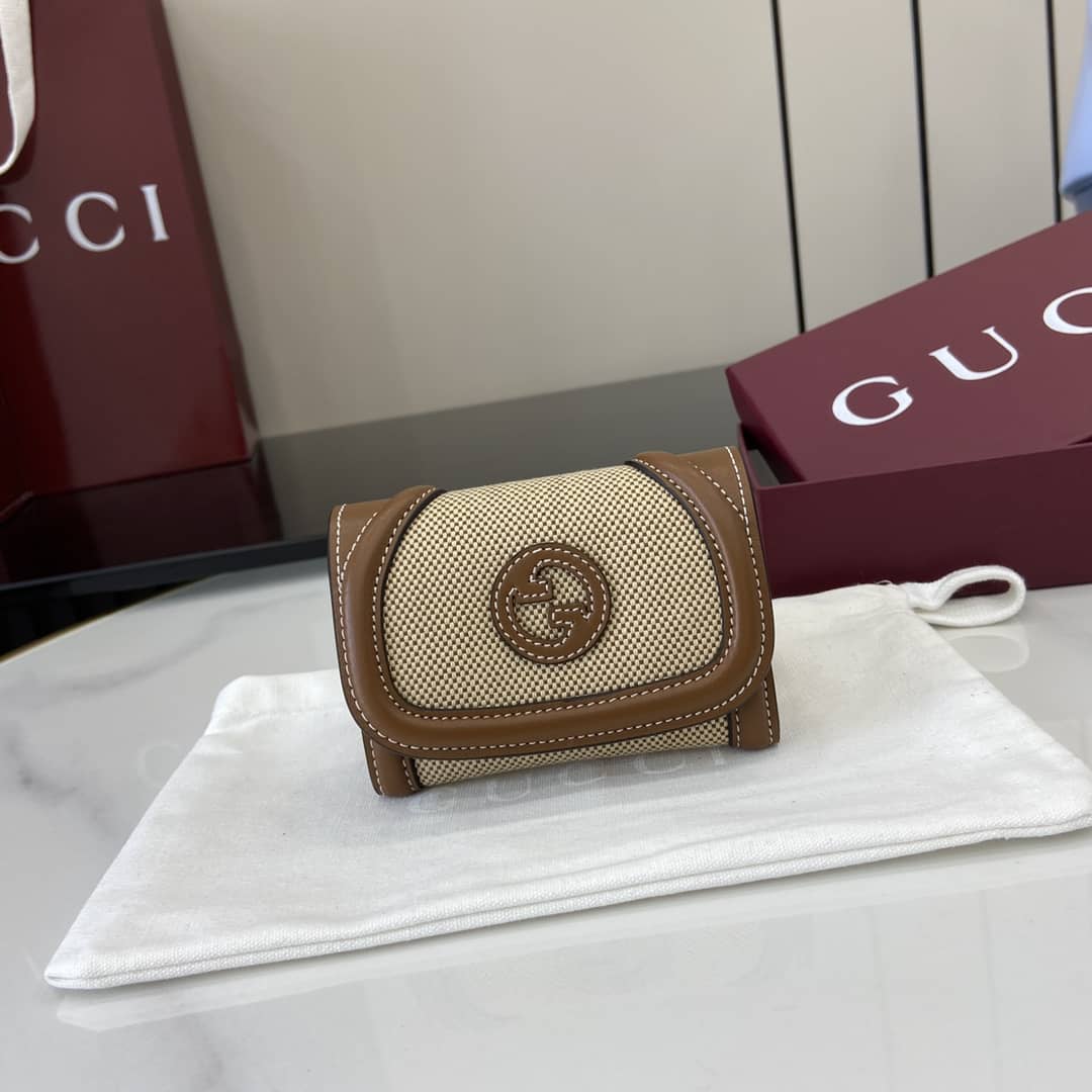 Gucci GG Canvas Small Beige Brown Wallet 818811_10_162507 Gucci GG Canvas Small Beige Brown Wallet 818811