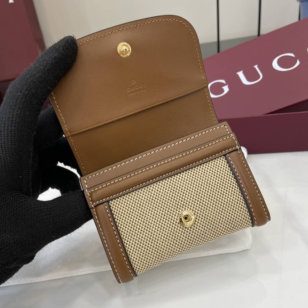 Gucci GG Canvas Small Beige Brown Wallet 818811_6_162507 Gucci GG Canvas Small Beige Brown Wallet 818811