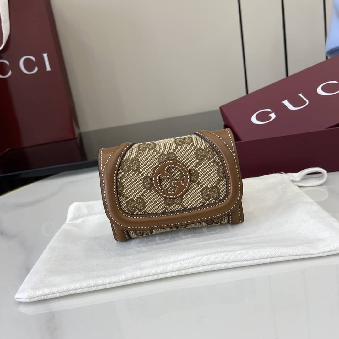 Gucci Canvas Small Brown Wallet 818811_10_162517 Gucci Canvas Small Brown Wallet 818811