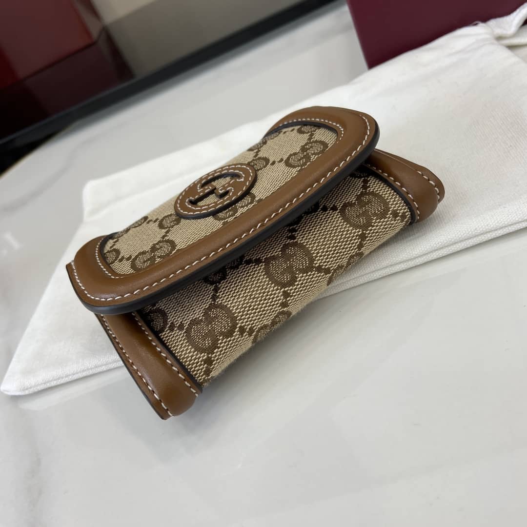 Gucci Canvas Small Brown Wallet 818811_3_162517 Gucci Canvas Small Brown Wallet 818811