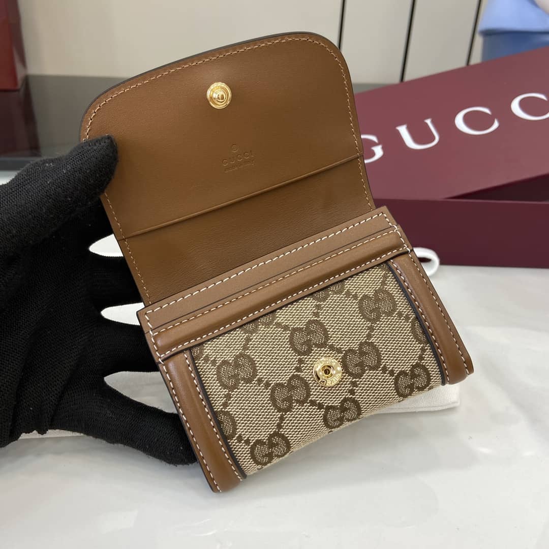 Gucci Canvas Small Brown Wallet 818811_6_162517 Gucci Canvas Small Brown Wallet 818811