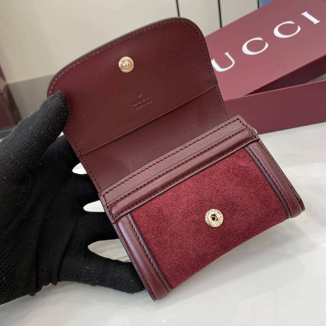 Gucci Suede Small Red Wallet 818795_6_162537 Gucci Suede Small Red Wallet 818795