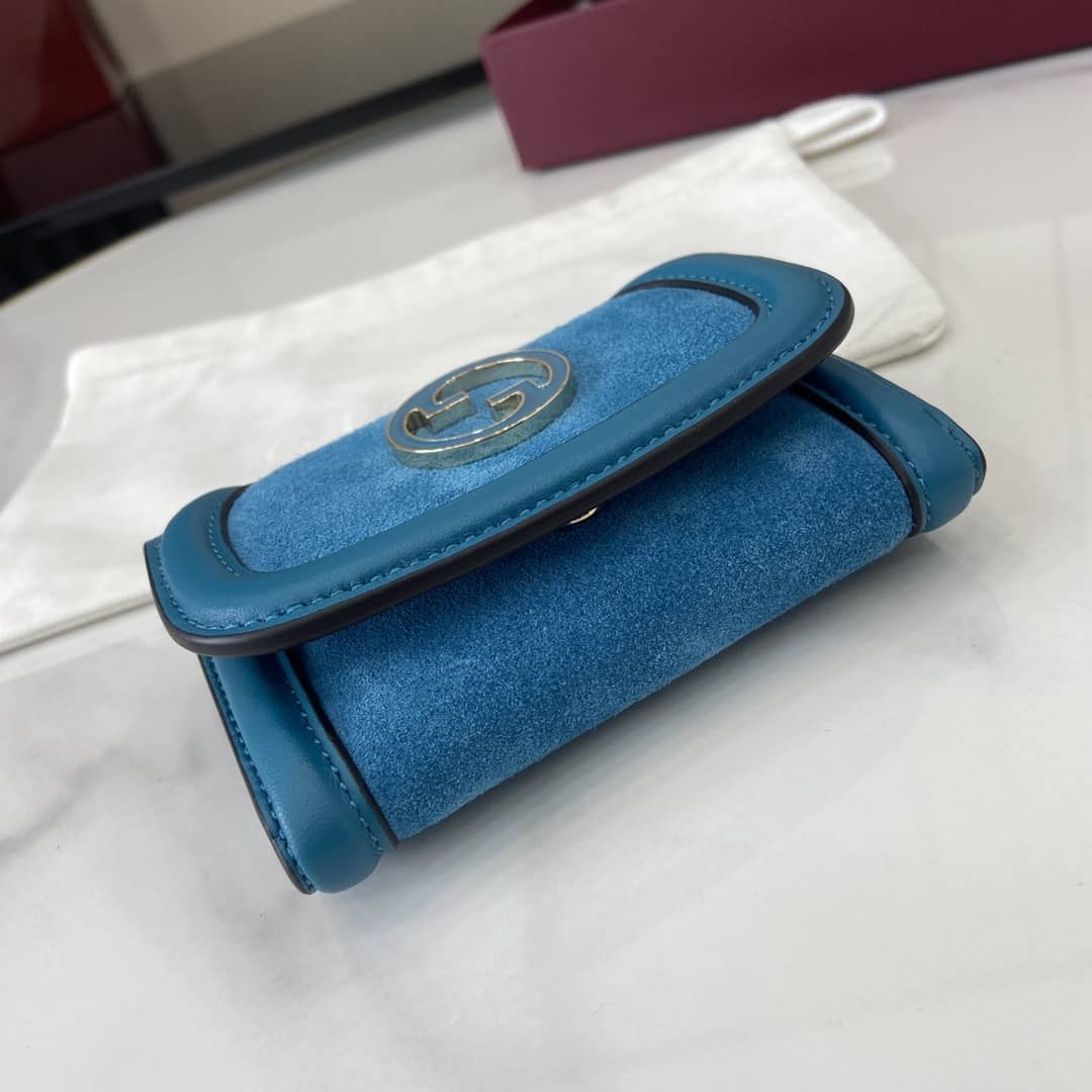 Gucci Suede Small Blue Wallet 818795_3_162587 Gucci Suede Small Blue Wallet 818795