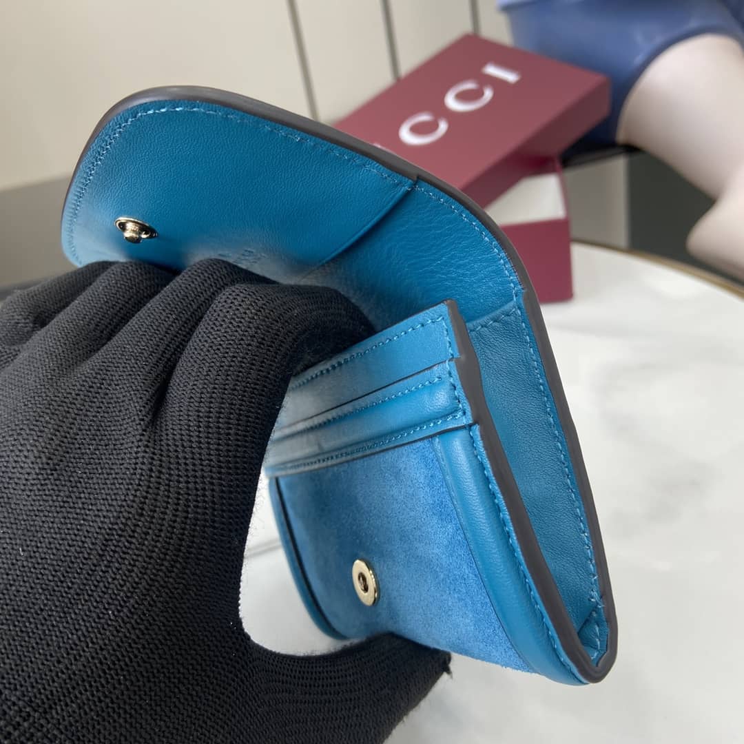 Gucci Suede Small Blue Wallet 818795_6_162587 Gucci Suede Small Blue Wallet 818795