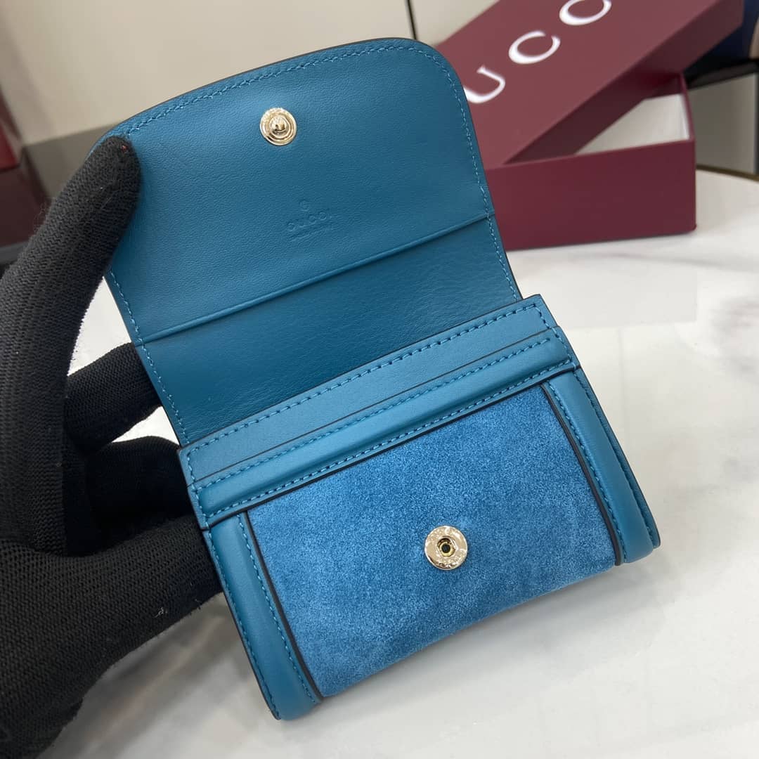Gucci Suede Small Blue Wallet 818795_7_162587 Gucci Suede Small Blue Wallet 818795