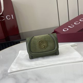 Gucci Suede Small Green Wallet 818795