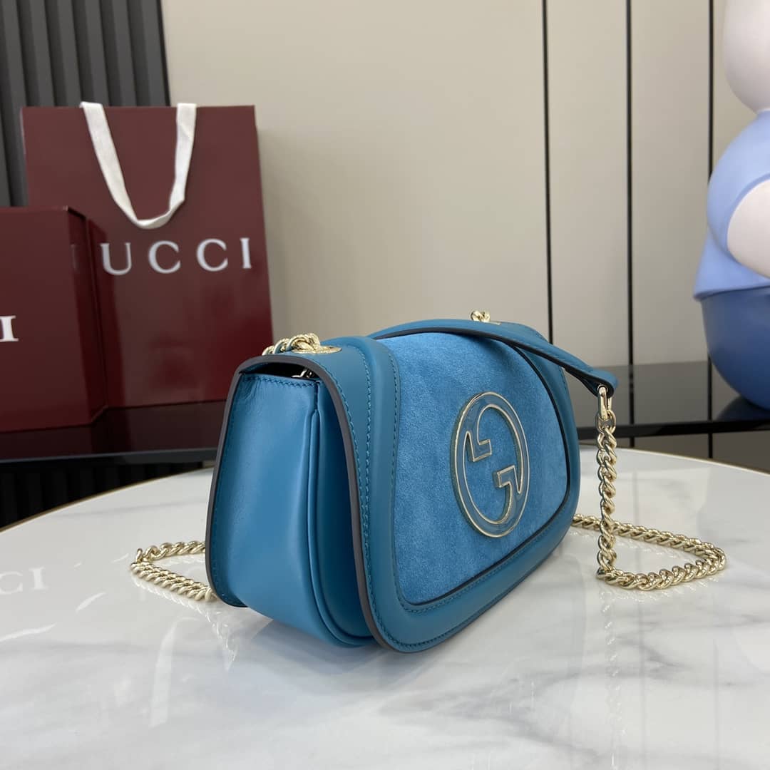 Gucci Blondie Suede Small Blue Shoulder Bag 815711_1_162706 Gucci Blondie Suede Small Blue Shoulder Bag 815711
