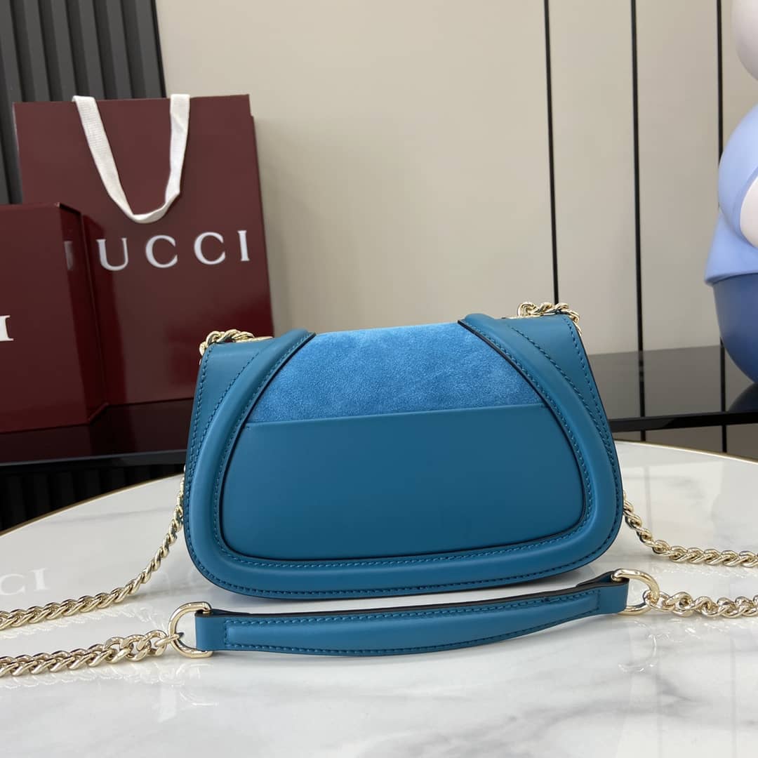 Gucci Blondie Suede Small Blue Shoulder Bag 815711_2_162706 Gucci Blondie Suede Small Blue Shoulder Bag 815711