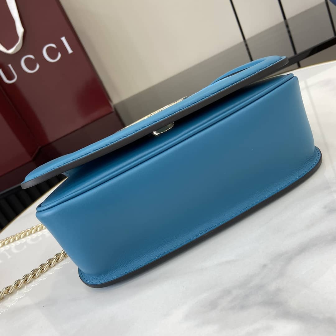 Gucci Blondie Suede Small Blue Shoulder Bag 815711_3_162706 Gucci Blondie Suede Small Blue Shoulder Bag 815711