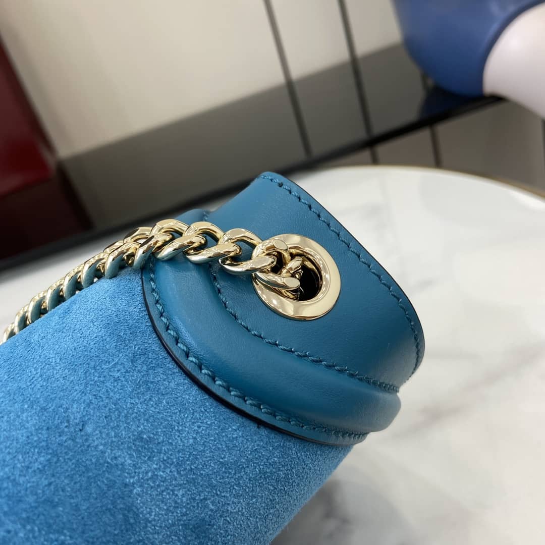 Gucci Blondie Suede Small Blue Shoulder Bag 815711_4_162706 Gucci Blondie Suede Small Blue Shoulder Bag 815711