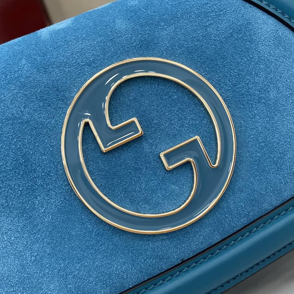 Gucci Blondie Suede Small Blue Shoulder Bag 815711_5_162706 Gucci Blondie Suede Small Blue Shoulder Bag 815711