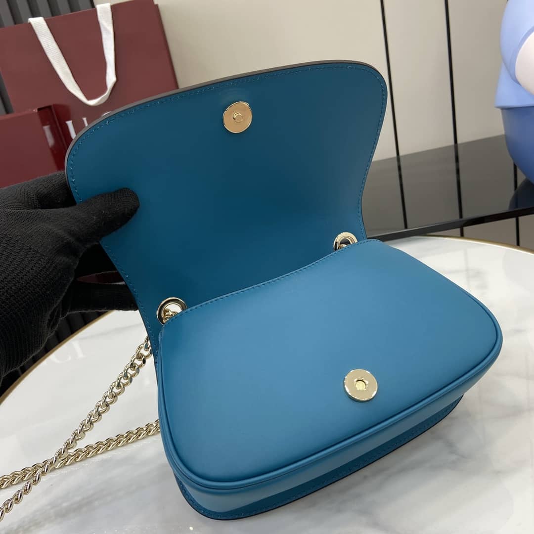 Gucci Blondie Suede Small Blue Shoulder Bag 815711_6_162706 Gucci Blondie Suede Small Blue Shoulder Bag 815711