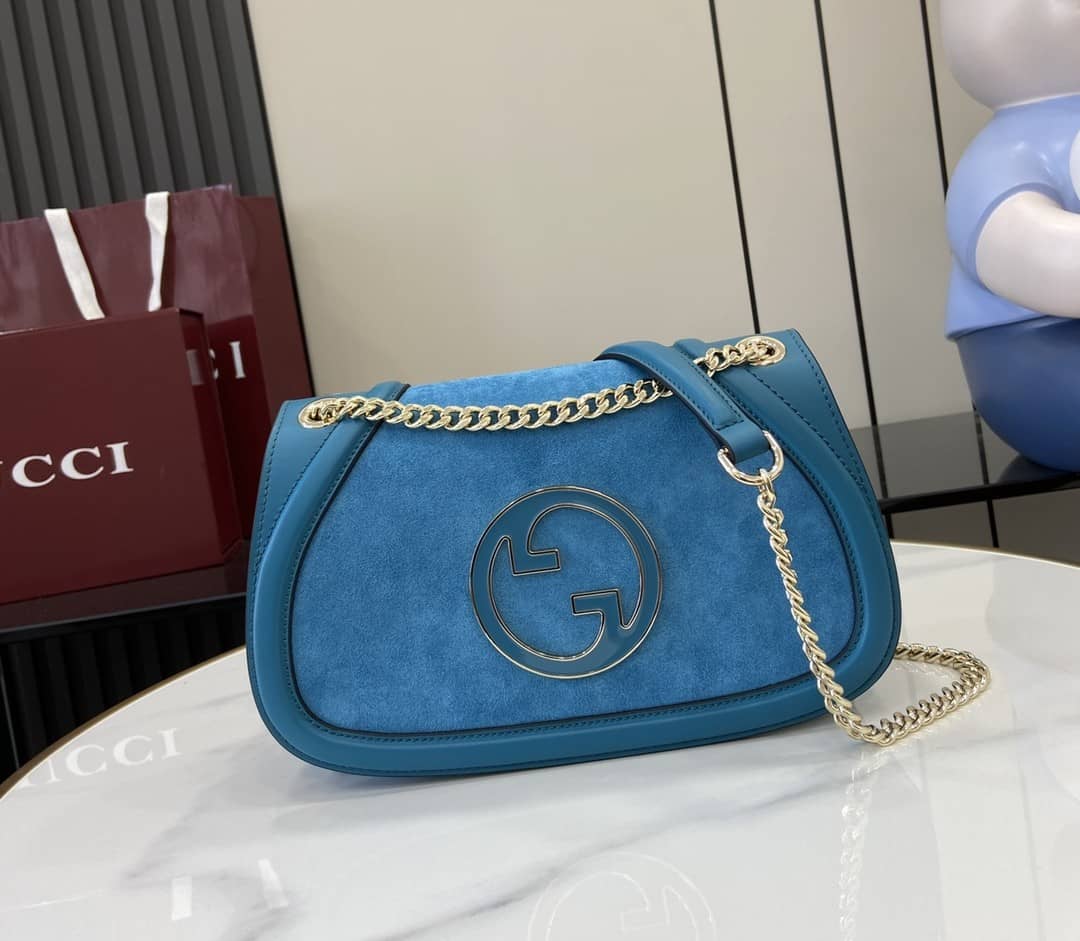Gucci Blondie Suede Medium Blue Shoulder Bag_10_162716 Gucci Blondie Suede Medium Blue Shoulder Bag