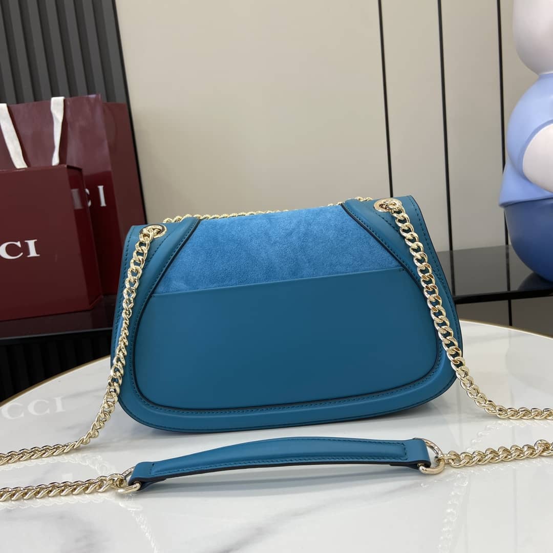Gucci Blondie Suede Medium Blue Shoulder Bag_1_162716 Gucci Blondie Suede Medium Blue Shoulder Bag