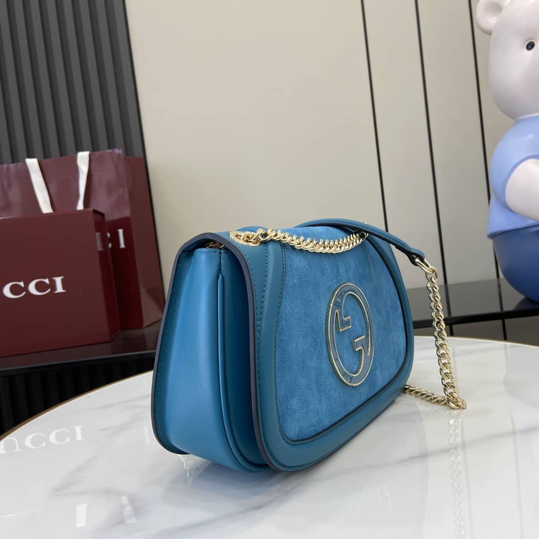 Gucci Blondie Suede Medium Blue Shoulder Bag_2_162716 Gucci Blondie Suede Medium Blue Shoulder Bag