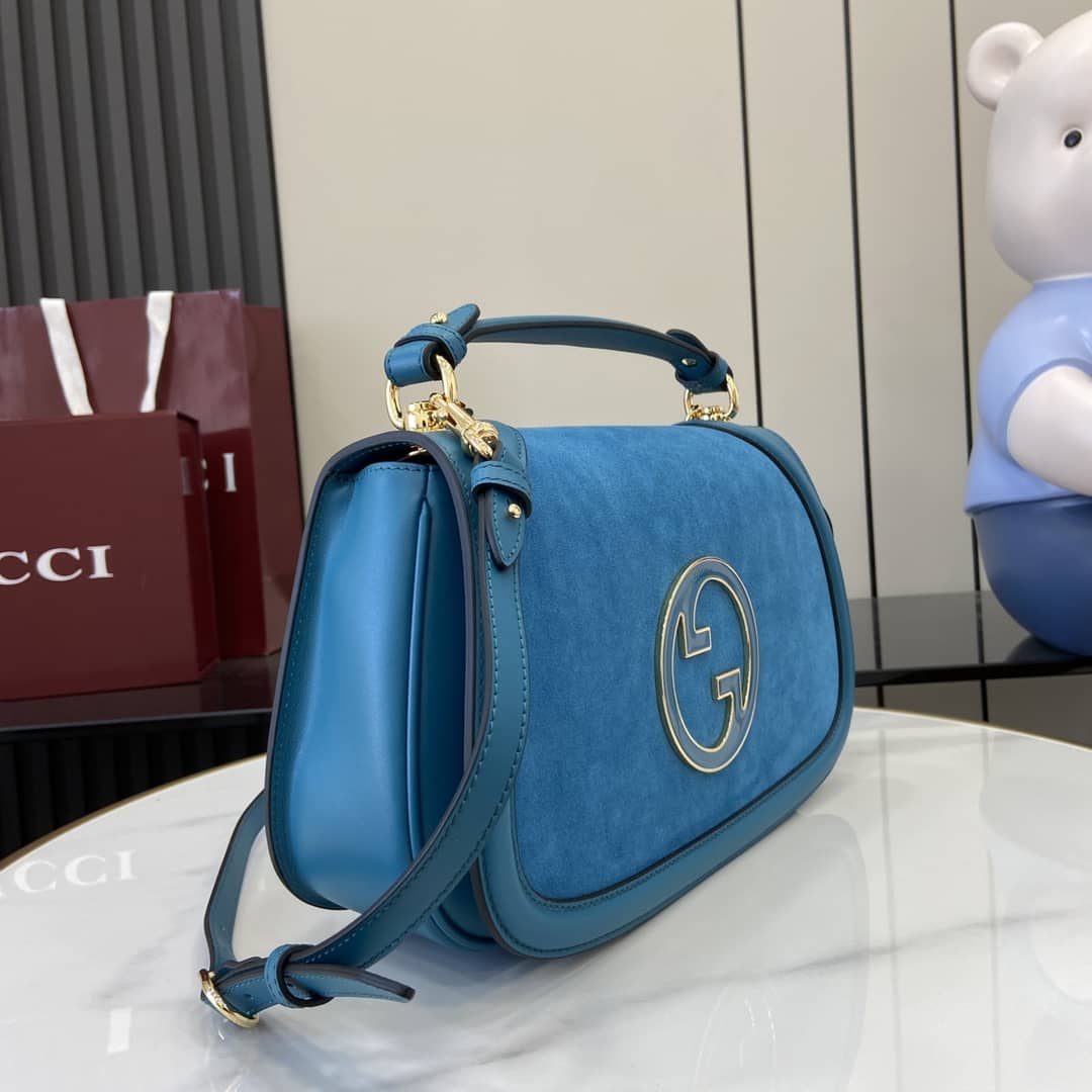 Gucci Blondie Suede Medium Blue Top Handle Bag_2_162726 Gucci Blondie Suede Medium Blue Top Handle Bag