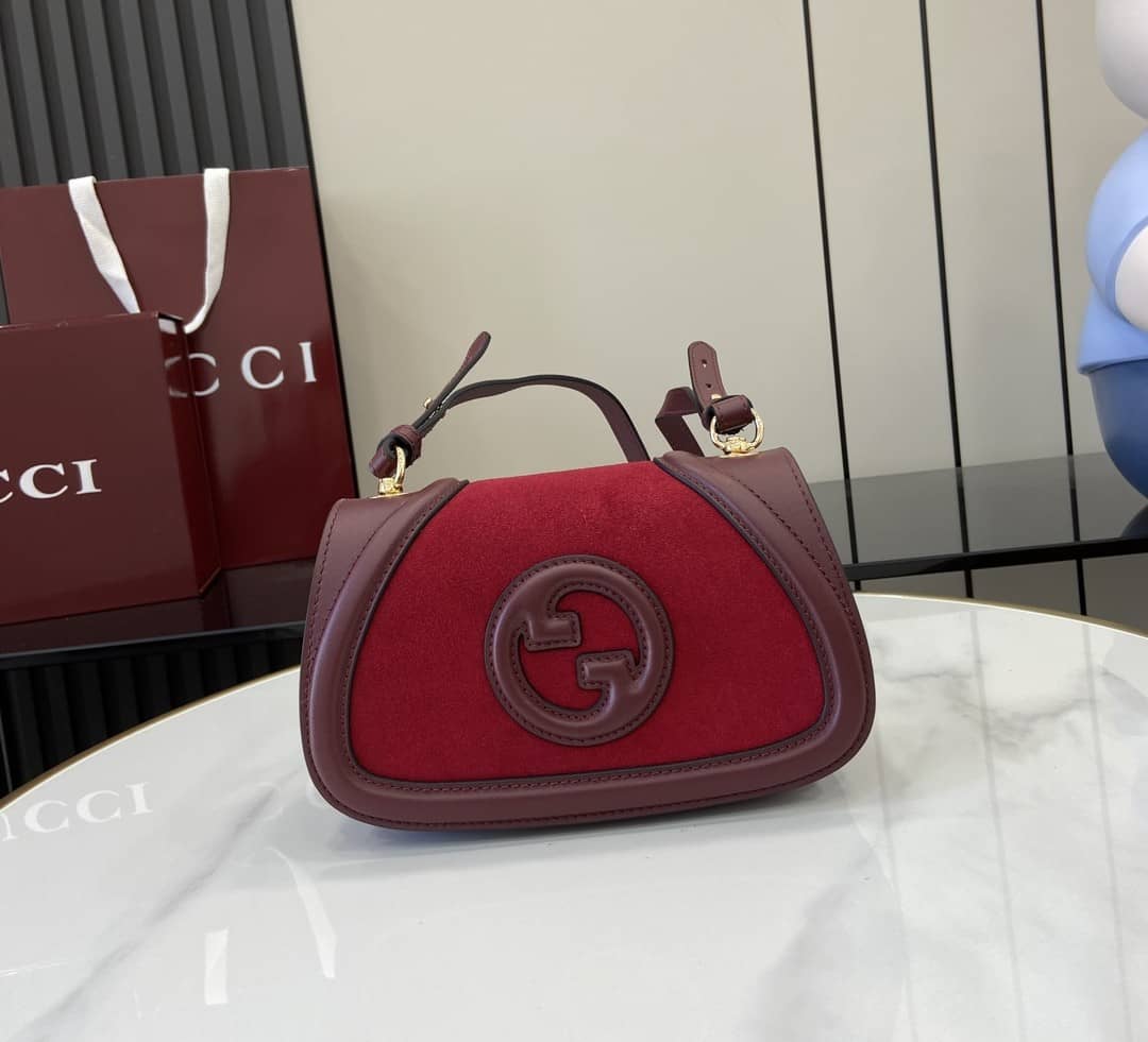 Gucci Blondie Suede Small Red Shoulder Bag 815700_10_162736 Gucci Blondie Suede Small Red Shoulder Bag 815700