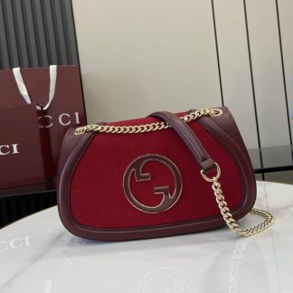 Gucci Blondie Suede Medium Red Shoulder Bag