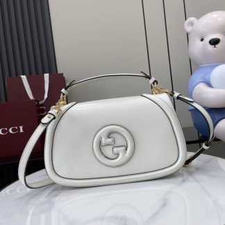 Gucci Blondie Leather Large White Top Handle Bag