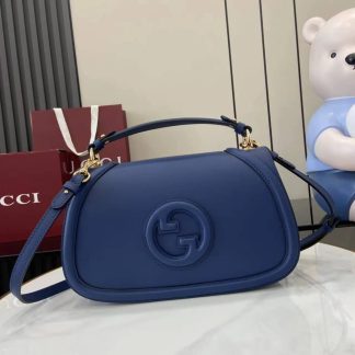 Gucci Blondie Leather Large Blue Top Handle Bag
