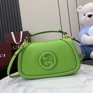 Gucci Blondie Leather Large Green Top Handle Bag