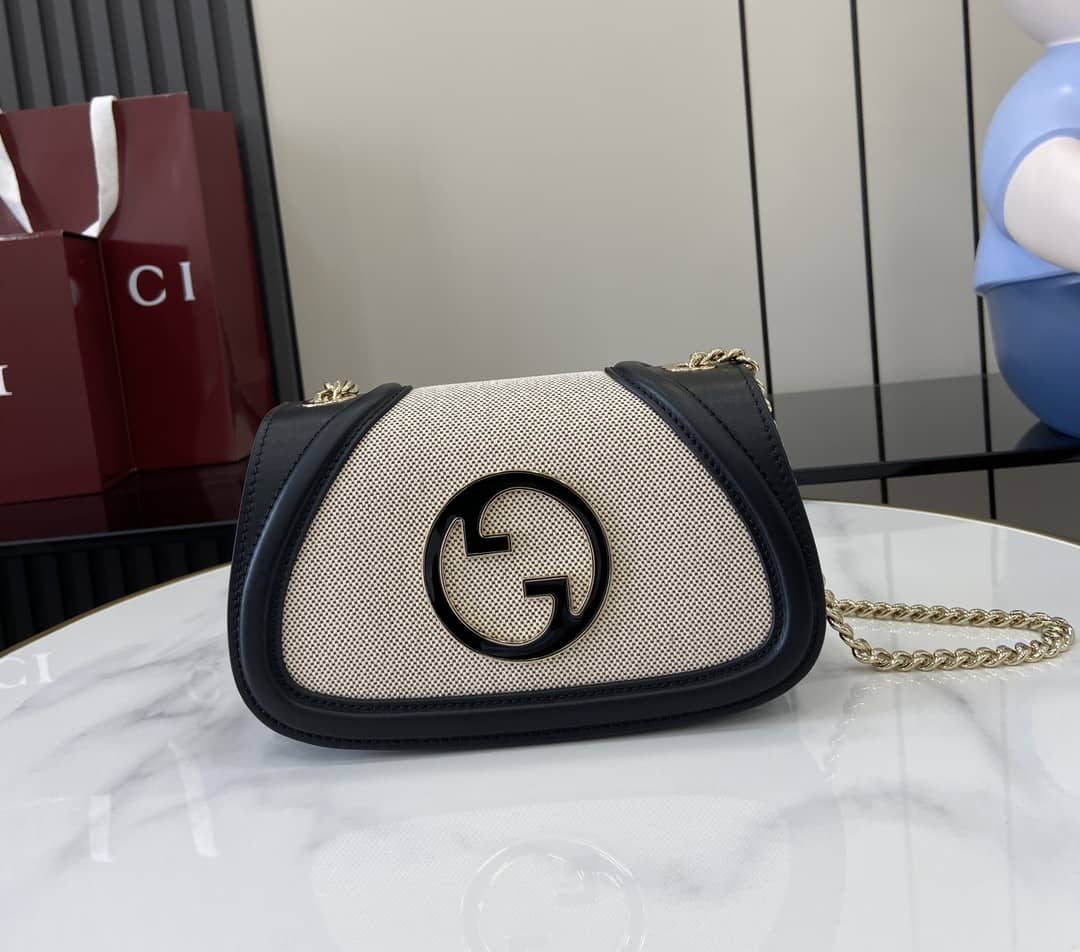 Gucci Blondie Canvas Mini Black Chain Bag 815711_10_162926 Gucci Blondie Canvas Mini Black Chain Bag 815711