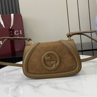 Gucci Blondie Suede Mini Brown Shoulder Bag