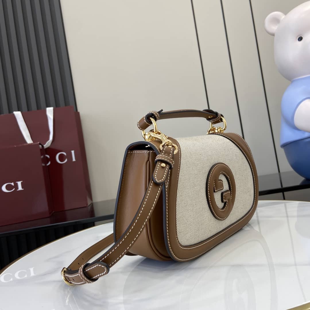 Gucci Blondie Canvas Medium Brown Top Handle Bag_2_163016 Gucci Blondie Canvas Medium Brown Top Handle Bag