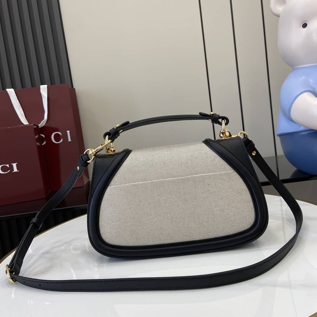 Gucci Blondie Canvas Medium Black Top Handle Bag_1_163026 Gucci Blondie Canvas Medium Black Top Handle Bag