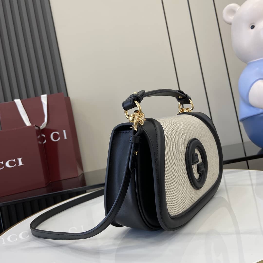 Gucci Blondie Canvas Medium Black Top Handle Bag_2_163026 Gucci Blondie Canvas Medium Black Top Handle Bag