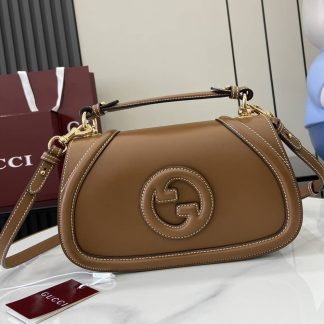 Gucci Blondie Leather Medium Brown Top Handle Bag