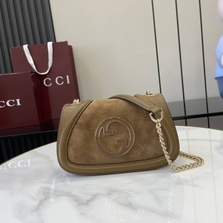Gucci Blondie Suede Small Brown Shoulder Bag