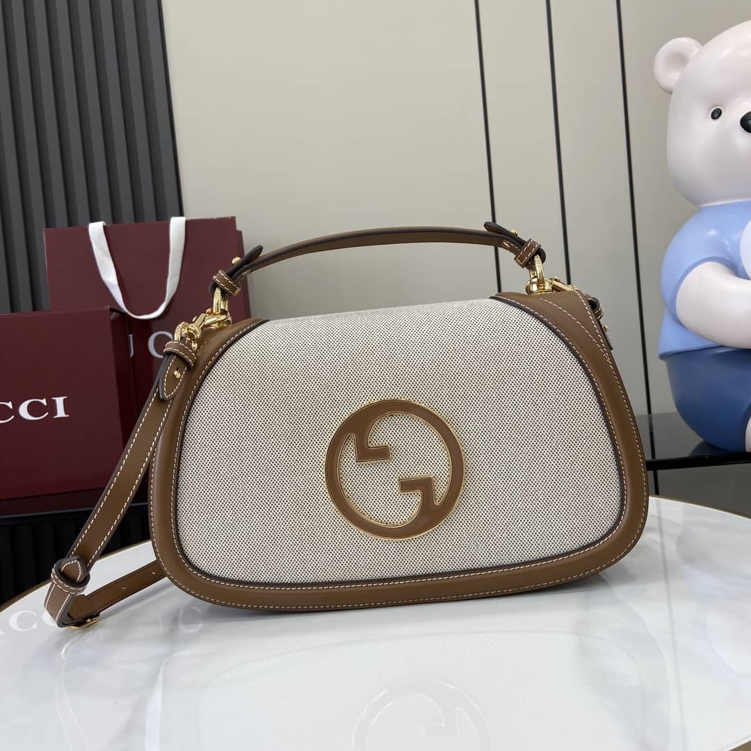 Gucci Blondie Canvas Large Beige Brown Bag 815719_10_163226 Gucci Blondie Canvas Large Beige Brown Bag 815719