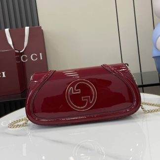 Gucci Blondie Patent Leather Small Red Shoulder Bag