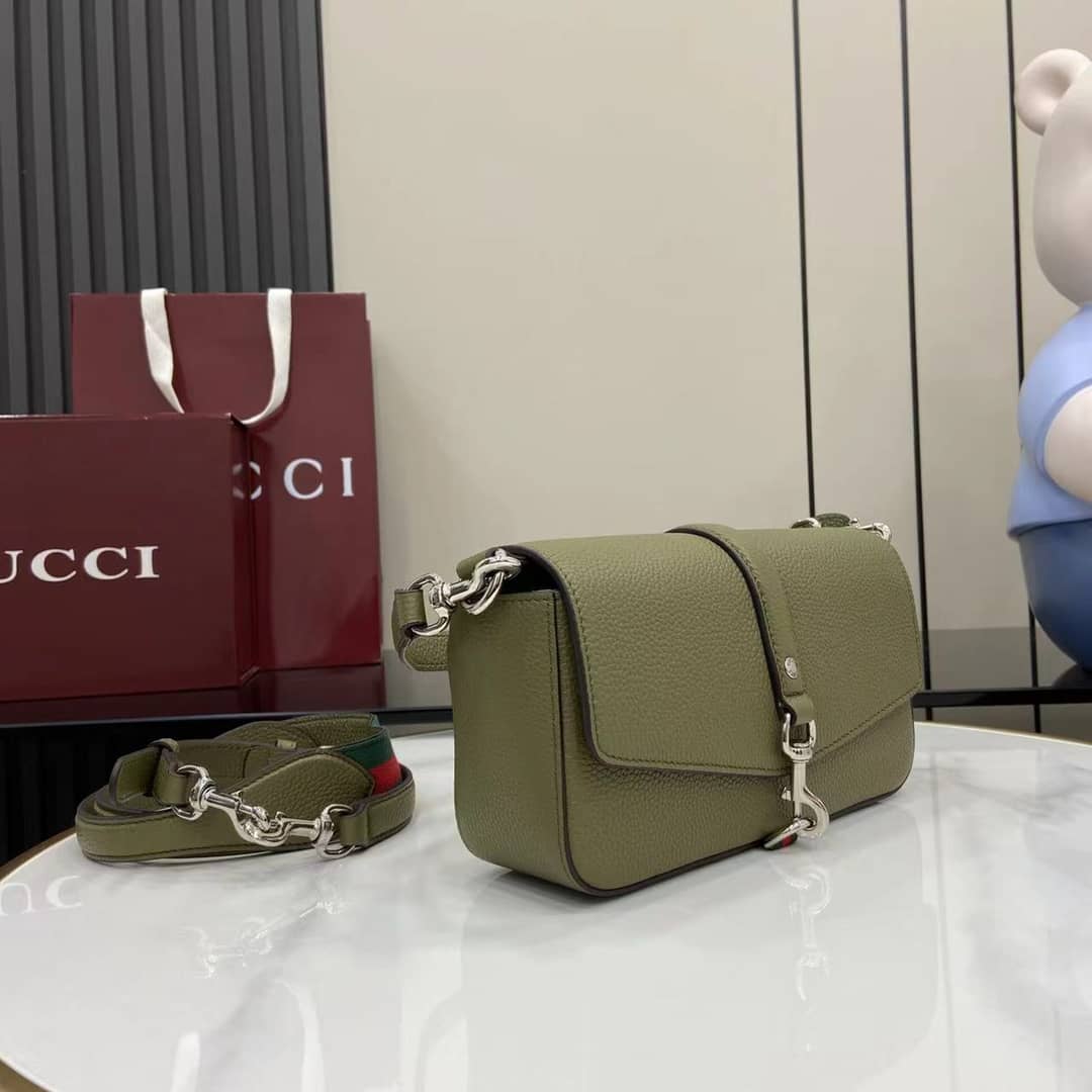 Gucci Leather Small Green Crossbody Bag 821623_2_163366 Gucci Leather Small Green Crossbody Bag 821623