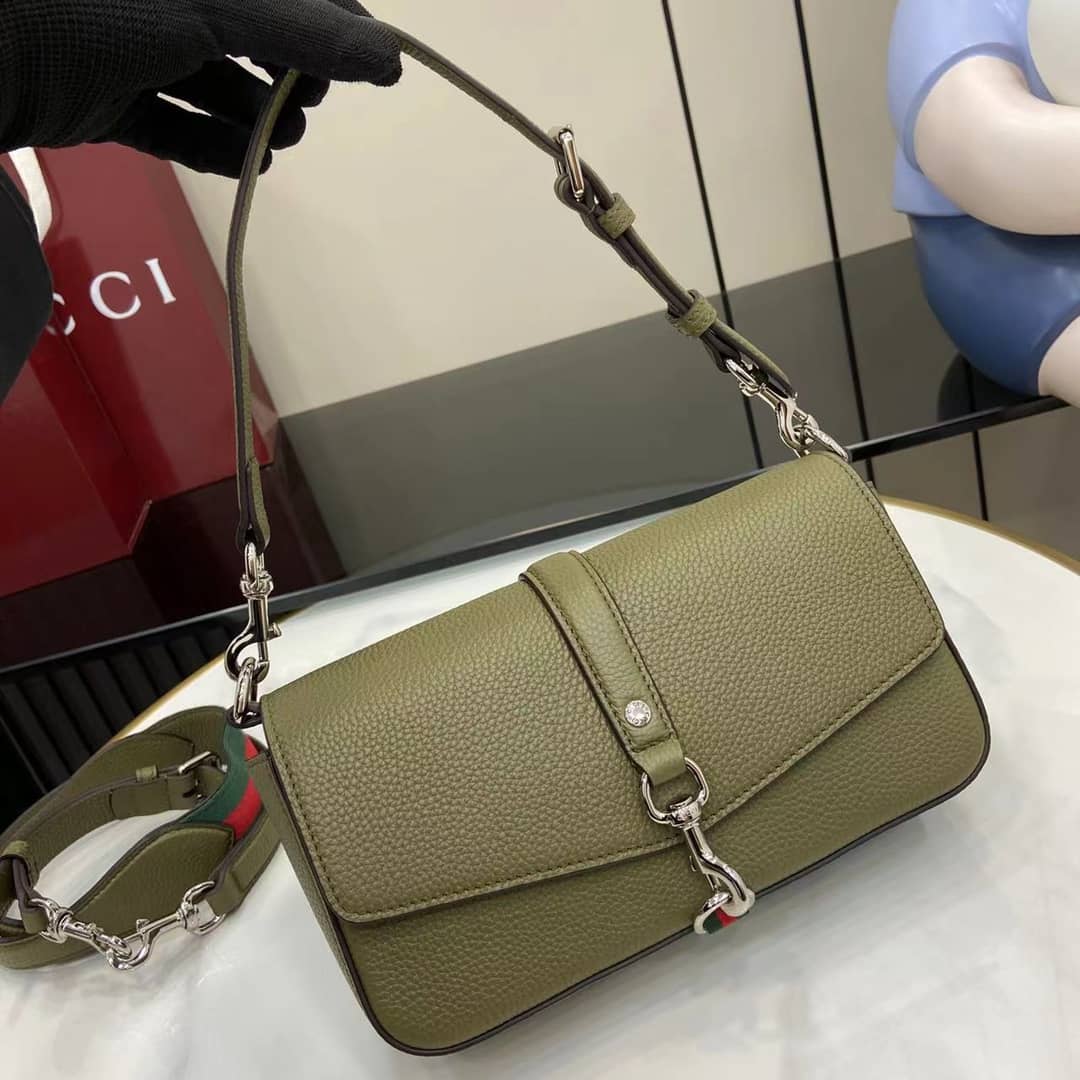 Gucci Leather Small Green Crossbody Bag 821623_3_163366 Gucci Leather Small Green Crossbody Bag 821623