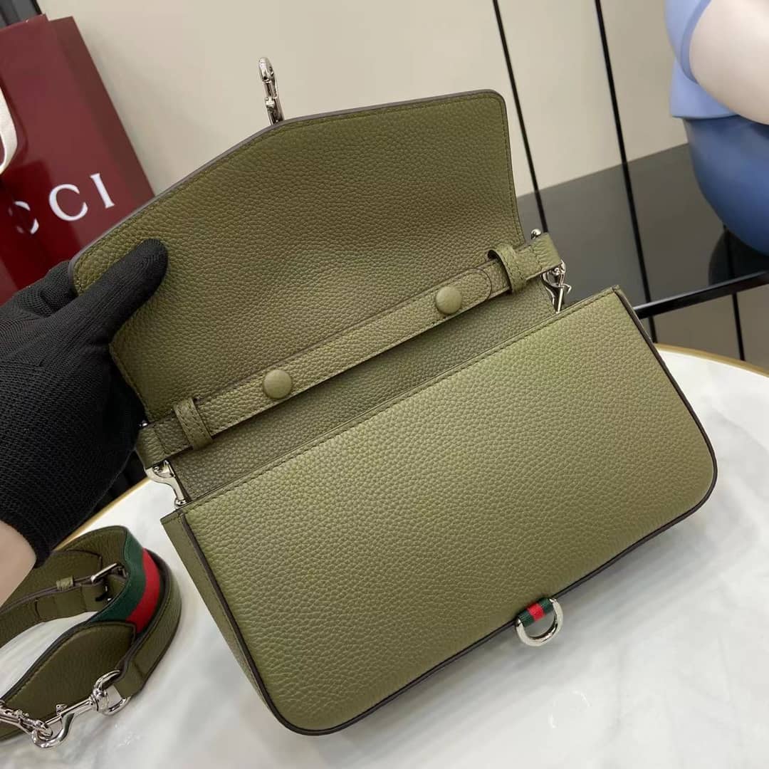 Gucci Leather Small Green Crossbody Bag 821623_6_163366 Gucci Leather Small Green Crossbody Bag 821623