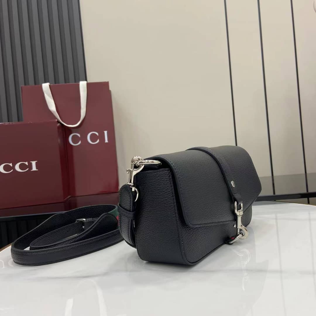 Gucci Leather Small Black Crossbody Bag 821623_2_163386 Gucci Leather Small Black Crossbody Bag 821623
