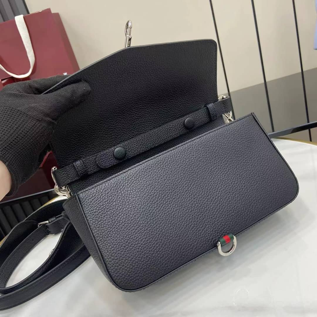 Gucci Leather Small Black Crossbody Bag 821623_6_163386 Gucci Leather Small Black Crossbody Bag 821623