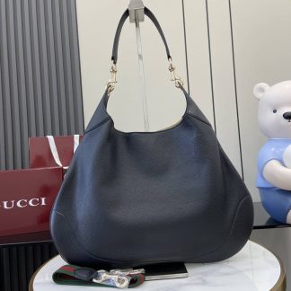 Gucci B Leather Large Black Hobo Shoulder Bag