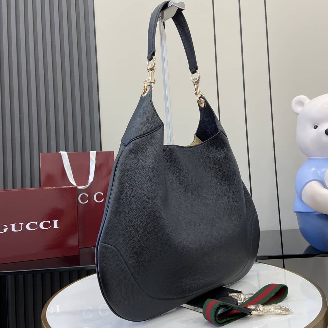 Gucci B Leather Large Black Hobo Shoulder Bag_1_163436 Gucci B Leather Large Black Hobo Shoulder Bag