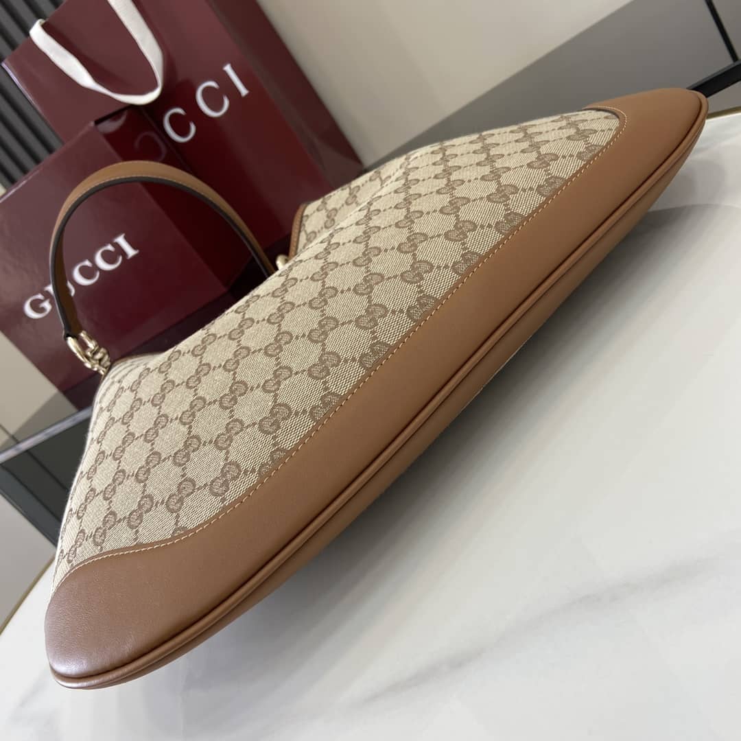 Gucci B GG Monogram Canvas Medium Brown Hobo Bag_6_163446 Gucci B GG Monogram Canvas Medium Brown Hobo Bag